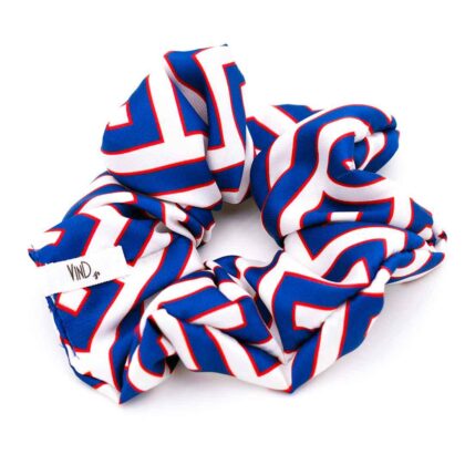 CORA COBALT: Εμπριμέ λαστιχάκι μαλλιών scrunchie, σατεν
