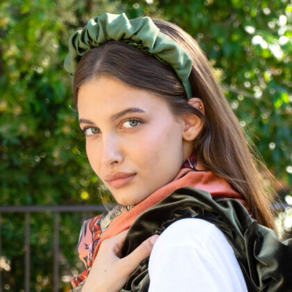 OLIVE: Χειροποίητη στέκα, σατεν λαδί