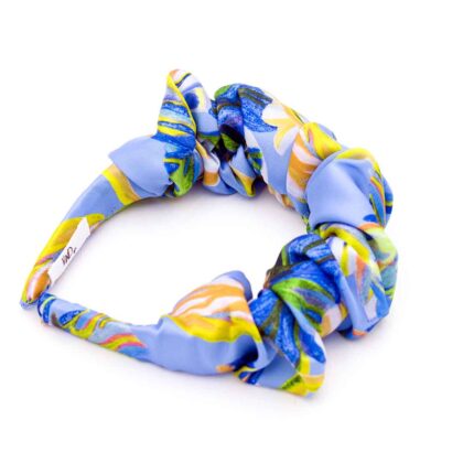 BERENICE INDIGO: 	Χειροποίητη στέκα, σατεν, με impression flowers pattern