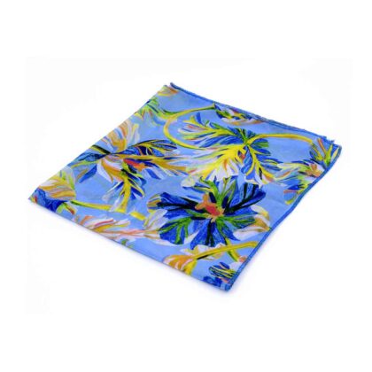 BERENICE_INDIGO: Μαντήλι, φουλάρι, indigo, κίτρινο