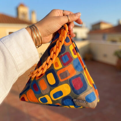 SOLANGE COFFEE: Τσαντάκι πυραμίδα, καφέ, πορτοκαλί