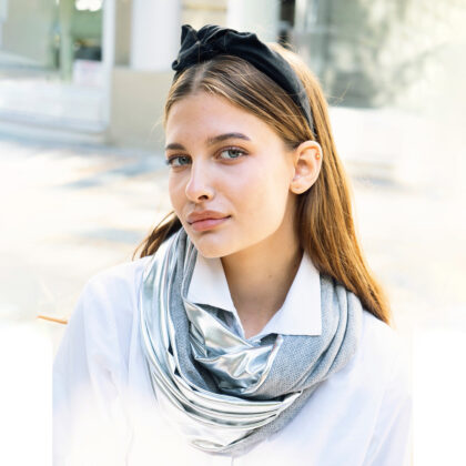 TIFFANY SILVER: Χειροποίητο φουλάρι infinity metallics ασημί