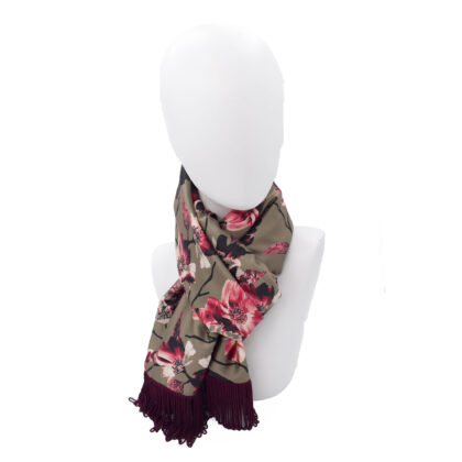 ANTIGONE: Εσάρπα, τεχνητό μετάξι, βελούδο λαδί, μούρο