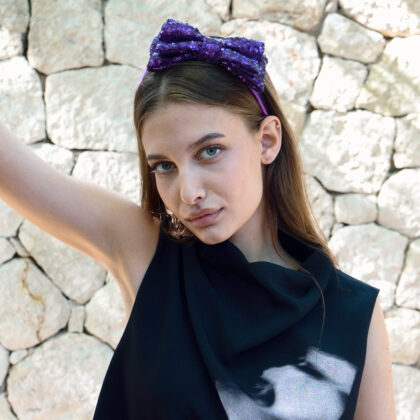 GILDA PURPLE: Στέκα φιόγκος παγιέτα