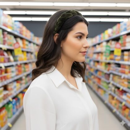 OLIVE: Στέκα πλεκτή, βελούδο λαδί