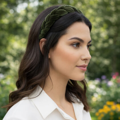 OLIVE: Στέκα πλεκτή, βελούδο λαδί