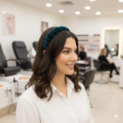 TEAL: Χειροποίητη στέκα, πλεκτή, βελούδο, teal