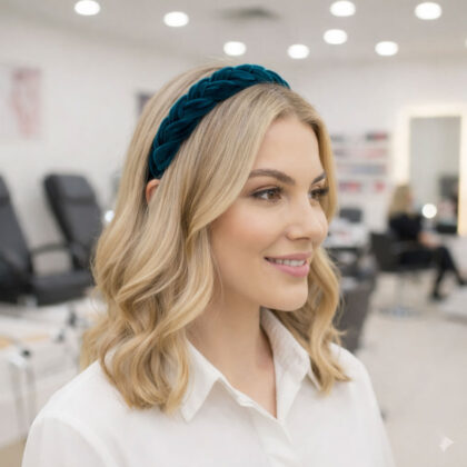 TEAL: Χειροποίητη στέκα, πλεκτή, βελούδο, teal