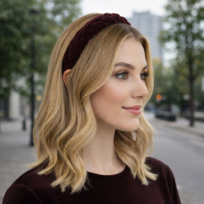 BORDEAUX: Στέκα knotted, βελούδο, μπορντό