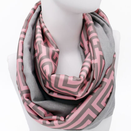 SAFFRON ROSE GREY: Ανάλαφρο Infinity φουλάρι, τεχνητό μετάξι, λινό με βισκόζ