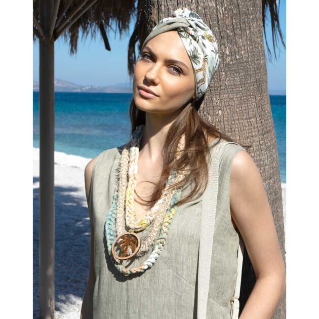 MEEKA OLIVE: Bandana, κορδέλα μαλλιών, λινό/βισκόζη + τεχνητό μετάξι