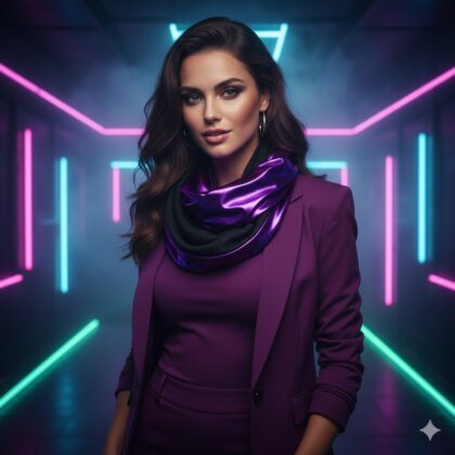 TIFFANY_PURPLE: φουλάρι infinity metallics, μωβ