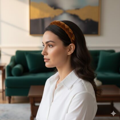 CINNAMON: Στέκα knotted, βελούδο, κανελί