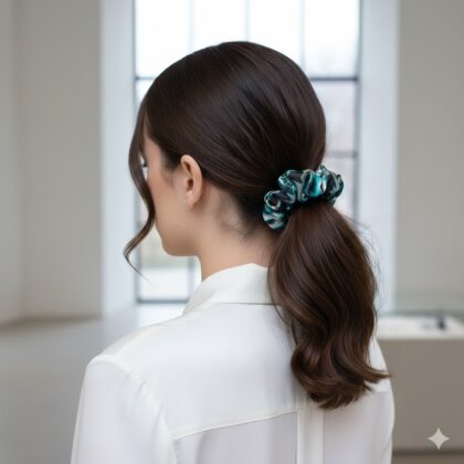 ABIA: Εμπριμέ λαστιχάκι κορδέλα μαλλιών scrunchie