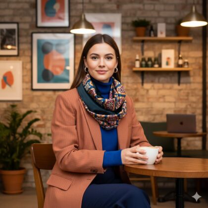 OFELIA ORANGE BLUE: φουλάρι, τεχνητό μετάξι, βελούδο