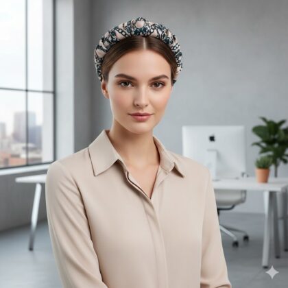 DORIAN: Στέκα, scrunchie μπεζ, teal