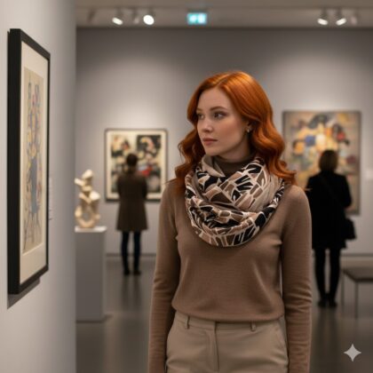 FLORENCE: φουλάρι infinity, μπεζ, μόκα