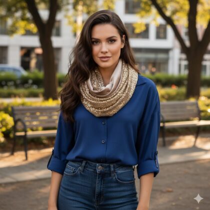 GILDA GOLD: Χειροποίητο φουλάρι infinity παγιέτα, χρυσό