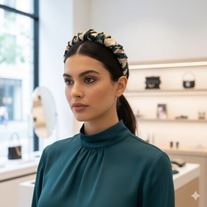 IFRAN: Στέκα, scrunchie beige, teal