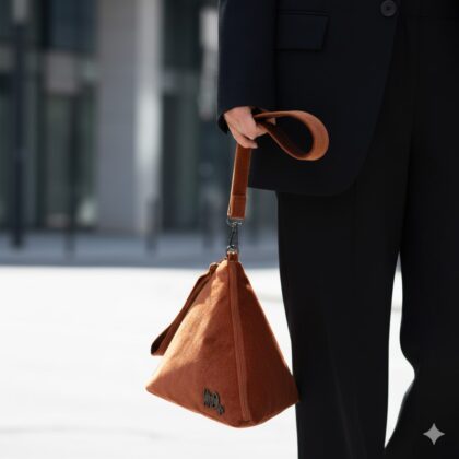 BRICK: Τσαντάκι πυραμίδα βελούδο, κεραμιδι