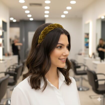 GREEN: Χειροποίητη στέκα, πλεκτή, βελούδο, πράσινη