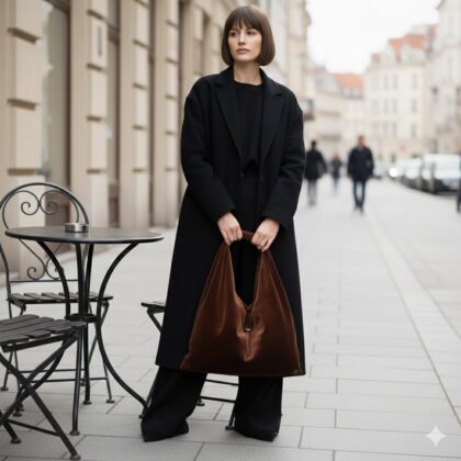 BORDEAUX: Χειροποίητη τσάντα oversized, βελούδο, bordeaux