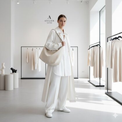 LATTE: Χειροποίητη τσάντα oversized, βελούδο, latte