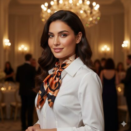 ELFI: Μαντήλι 70x70, abstract μοτίβο σε beige, coffee και ivory