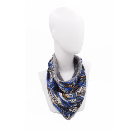 ΤΡΙΓΩΝΟ SNOOD ANELIZ: Χειροποίητο φουλάρι, σε cobalt, beige και grey