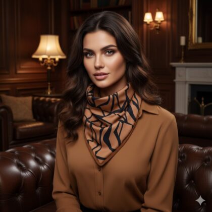 ΤΡΙΓΩΝΟ SNOOD NERINA COFFEE: Χειροποίητο φουλάρι, σε coffee, black