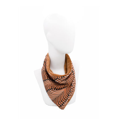 ΤΡΙΓΩΝΟ SNOOD VINCENCA: Χειροποίητο φουλάρι, σε κανελί, μαύρο