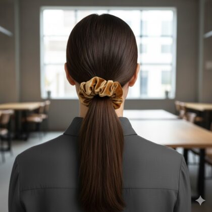 CAMEL GOLD: Χειροποίητο Λαστιχάκι μαλλιών, scrunchie, βελούδο