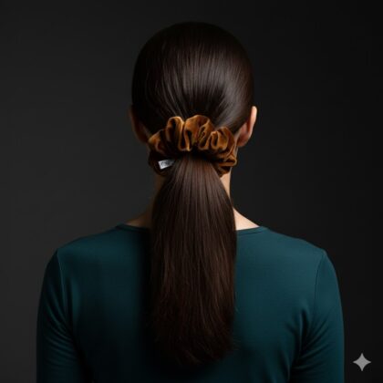 CINNAMON: Λαστιχάκι μαλλιών βελούδο, κανελί