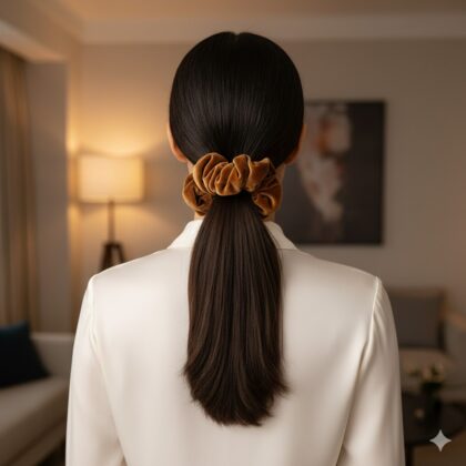 COFFEE: Λαστιχάκι μαλλιών, scrunchie, βελούδο