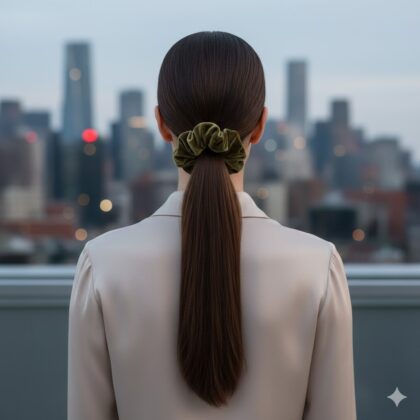 SCRUNCHIE OLIVE: Λαστιχάκι μαλλιών βελούδο