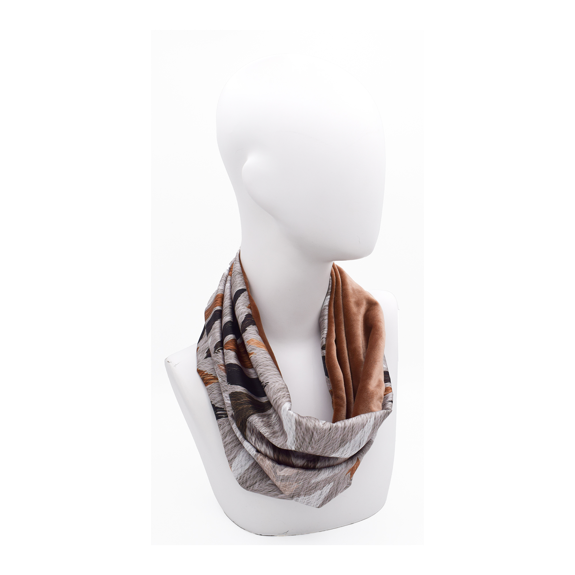 SNOOD RIHAB: Χειροποίητο φουλάρι λαιμός, grey, coffee, brown