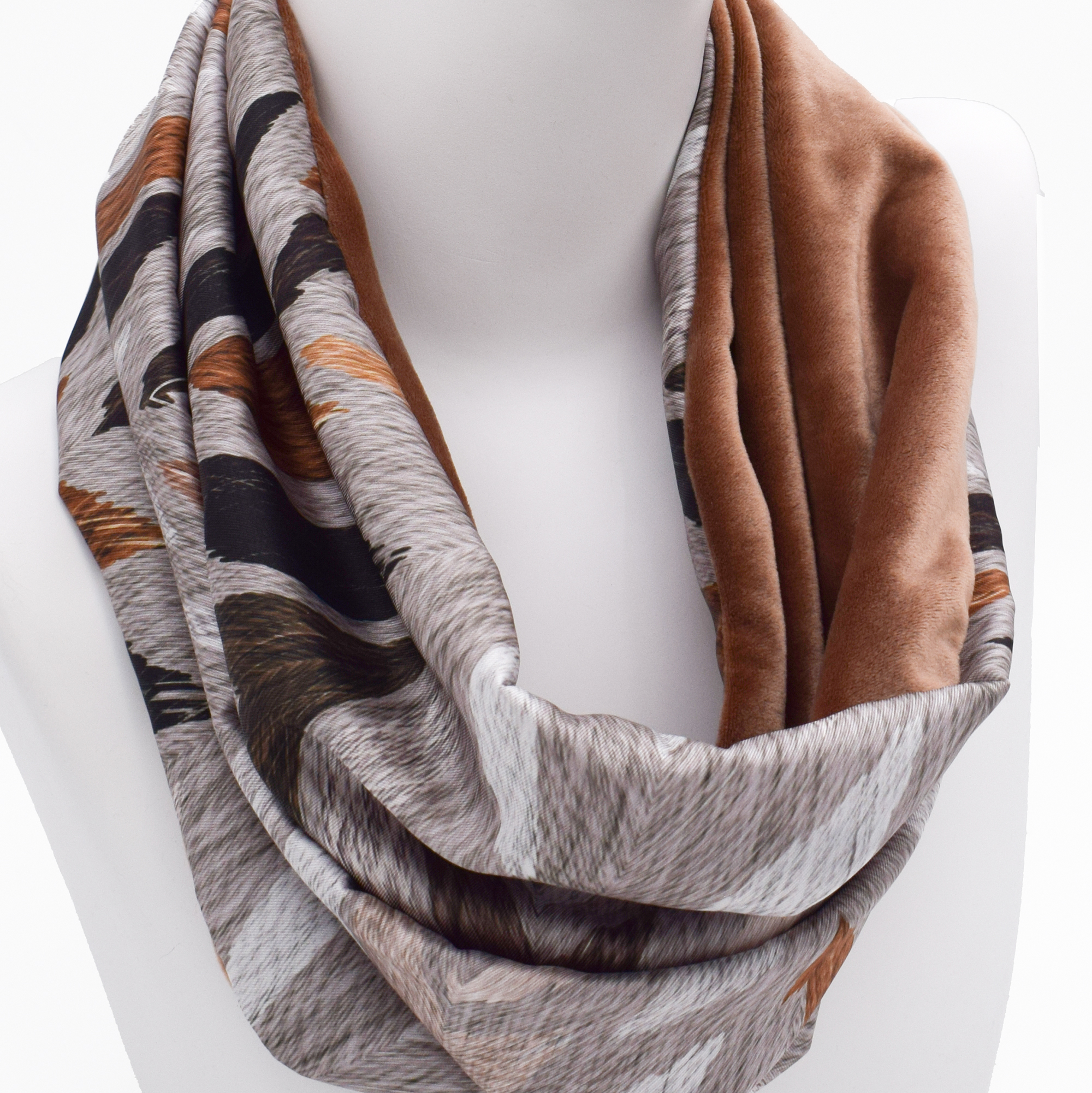 SNOOD RIHAB: Χειροποίητο φουλάρι λαιμός, grey, coffee, brown
