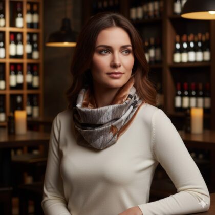 SNOOD RIHAB: Χειροποίητο φουλάρι λαιμός, grey, coffee, brown