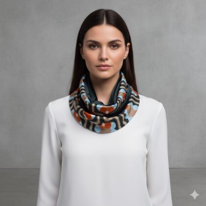 SNOOD ROBERTA GREEN: Χειροποίητο φουλάρι λαιμός, green, cinnamon