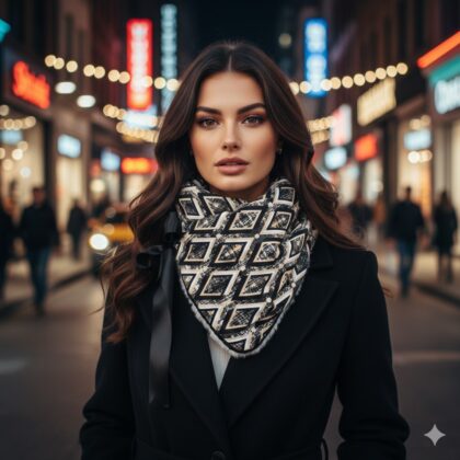 MADISON: Δετός λαιμός πράσινο beige, black, ivory