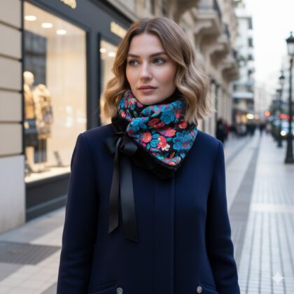 RENATA: Δετός λαιμός πράσινο, multicolor, faux fur navy blue