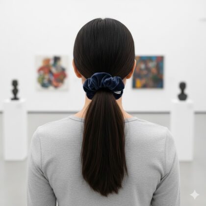 INDIGO: Χειροποίητο Λαστιχάκι μαλλιών, scrunchie, βελο