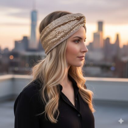 GILDA GOLD: Bandana, παγιέτα, βελούδο, χρυσαφί