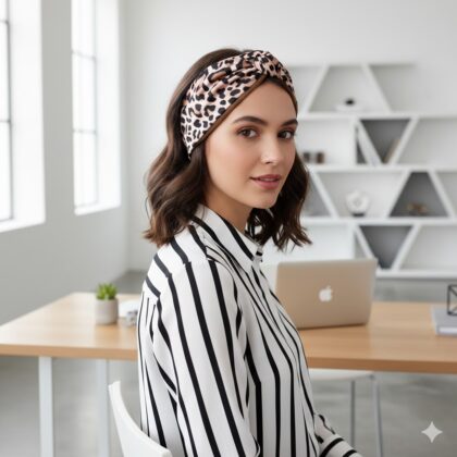 HAFSA: Bandana, τεχνητό μετάξι, βελούδο coffee, beige, black