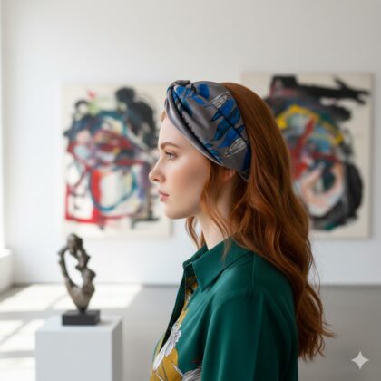 INKA: Bandana, τεχνητό μετάξι, βελούδο mocha, blue