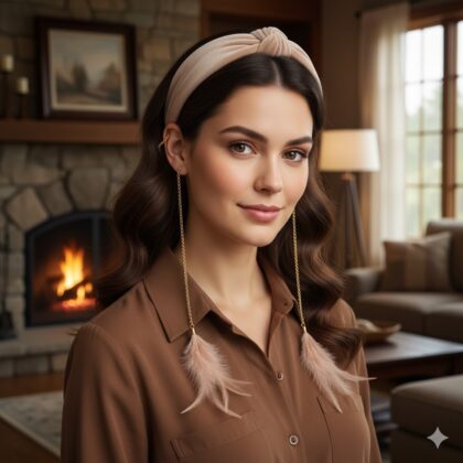 LATTE: Χειροποίητη στέκα, κόμπος βελούδο με φτερά