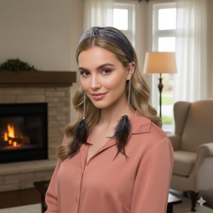 PURO: Χειροποίητη στέκα, κόμπος βελούδο με φτερά