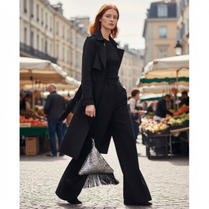 SILVER: Χειροποίητο τσαντάκι πυραμίδα παγιέτα, με κρόσσια