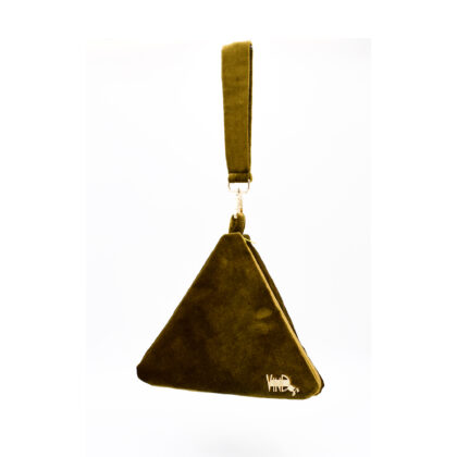 MOSS GREEN: Χειροποίητο τσαντάκι πυραμίδα βελούδο, πράσινο