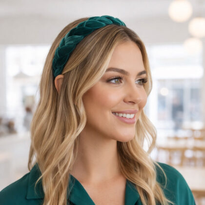 EMERALD: Χειροποίητη στέκα, πλεκτή, βελούδο σμαραγδί